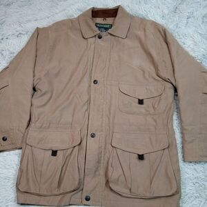 Rainforest‎ Mens Jacket L Biege Coat Insulated Thermolite Liner Pockets Cozy